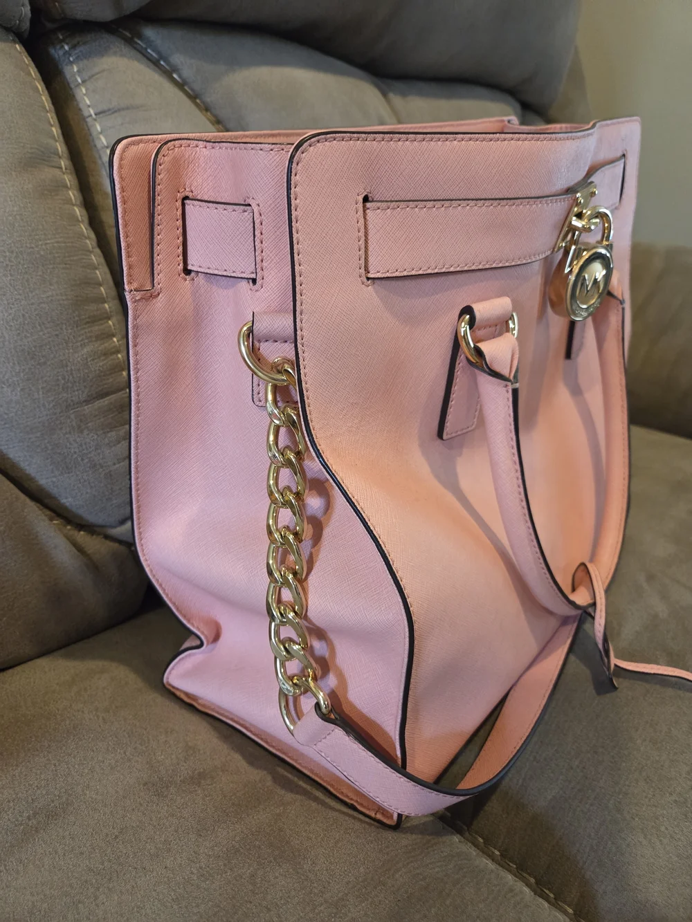 Michael Kors Blush Pink Saffiano Leather Tote with Gold Hardware